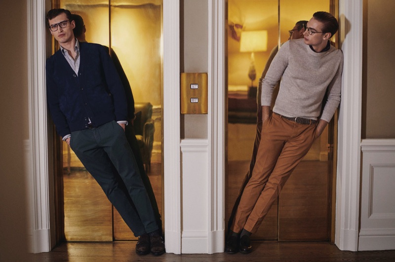 Smart in glasses, Charlie France and Tommy Marr fronts Hackett London's fall-winter 2019 campaign.