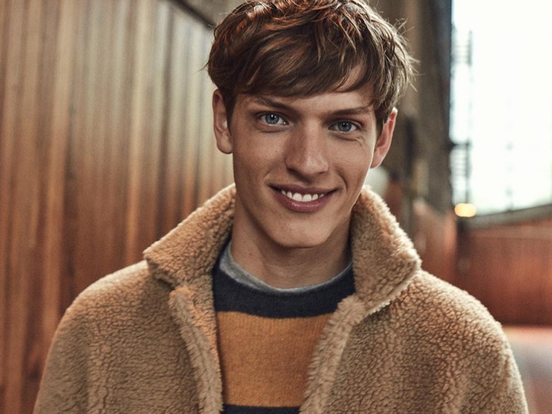 All smiles, Oskar Dalsjø connects with Hartford as the face of its fall-winter 2019 collection.