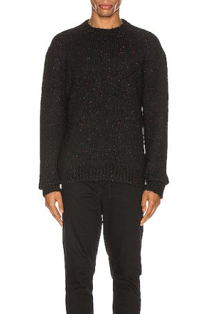 JOHN ELLIOTT Color Nep Drop Shoulder Crew in Black JOHN ELLIOTT Color Nep Drop Shoulder Crew in Black