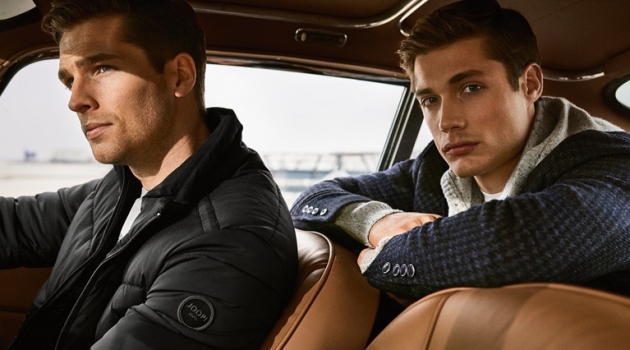 Models Edward Wilding and Steven Chevrin front JOOP!'s fall-winter 2019 campaign.