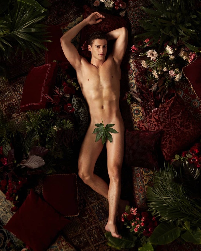 Front and center, Chris Bunn fronts the Jean Paul Gaultier Le Beau fragrance campaign.