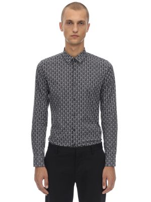 Karl Printed Cotton Blend Poplin Shirt Karl Printed Cotton Blend Poplin Shirt