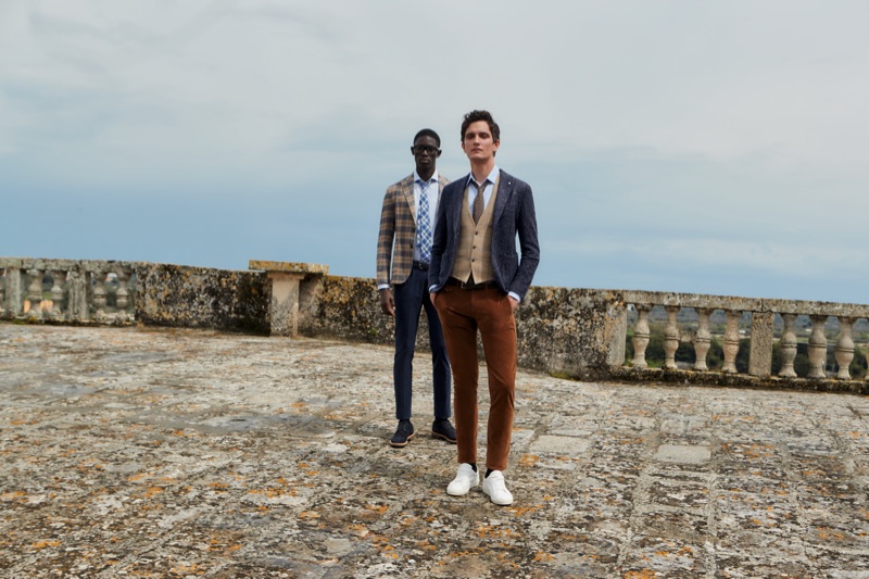 Embodying L.B.M. 1911's modern gentleman, models Paco Diouf and Jakob Wiechmann come together for the season.