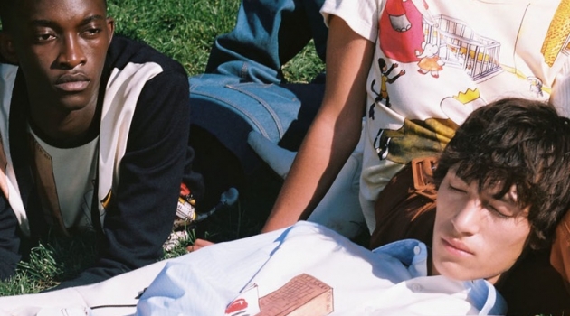 Lanvin Celebrates Childhood with Babar Collection Models Cheikh Kebe and Eliot Moles le Bailly wear fashions from Lanvin's Babar collection.