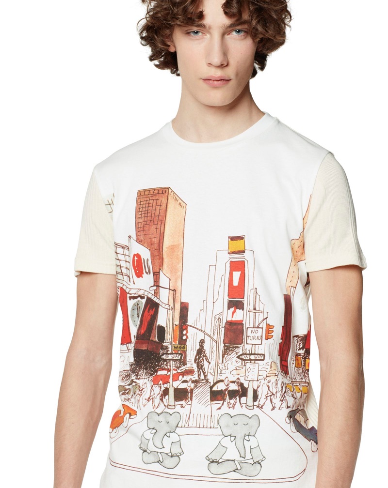 Front and center, Freek Iven sports Lanvin's Babar graphic tee.