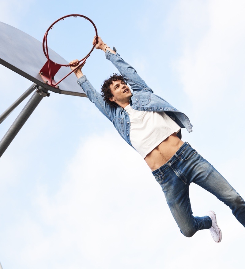 Hitting the basketball court, Miles McMillan fronts Lucky Brand's fall-winter 2019 campaign.