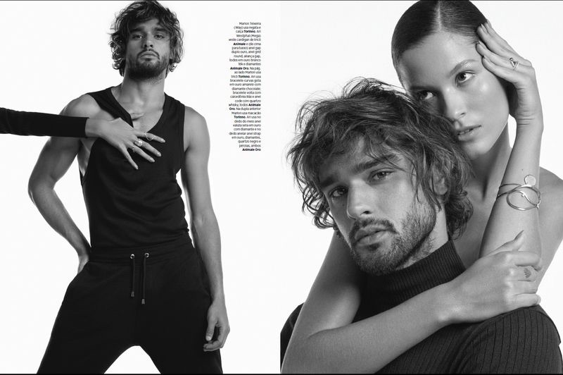 Marlon Teixeira stars in an editorial for Harper's Bazaar Brasil.