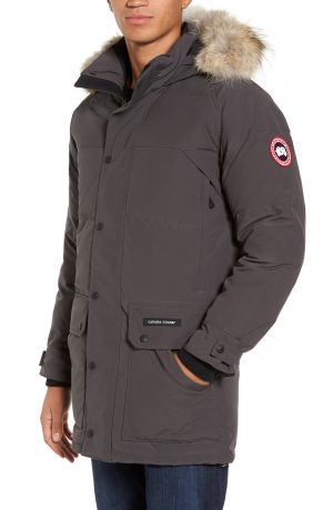 Men's Canada Goose Emory Slim Fit Genuine Coyote Fur Trim Parka, Size X-Small - Grey Men's Canada Goose Emory Slim Fit Genuine Coyote Fur Trim Parka, Size X-Small - Grey