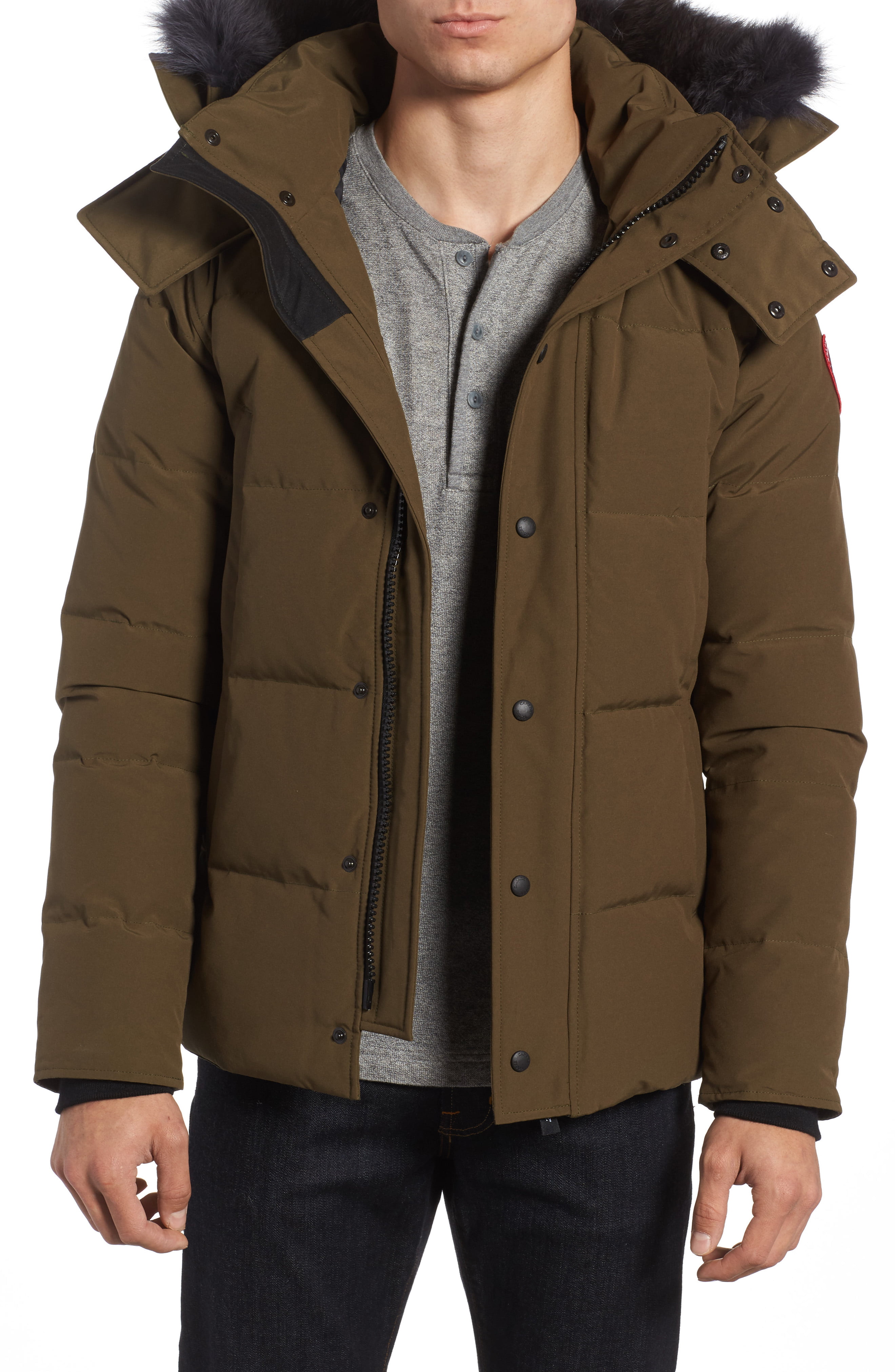 Men’s Canada Goose Wyndham Slim Fit Genuine Coyote Fur Trim Down Jacket ...