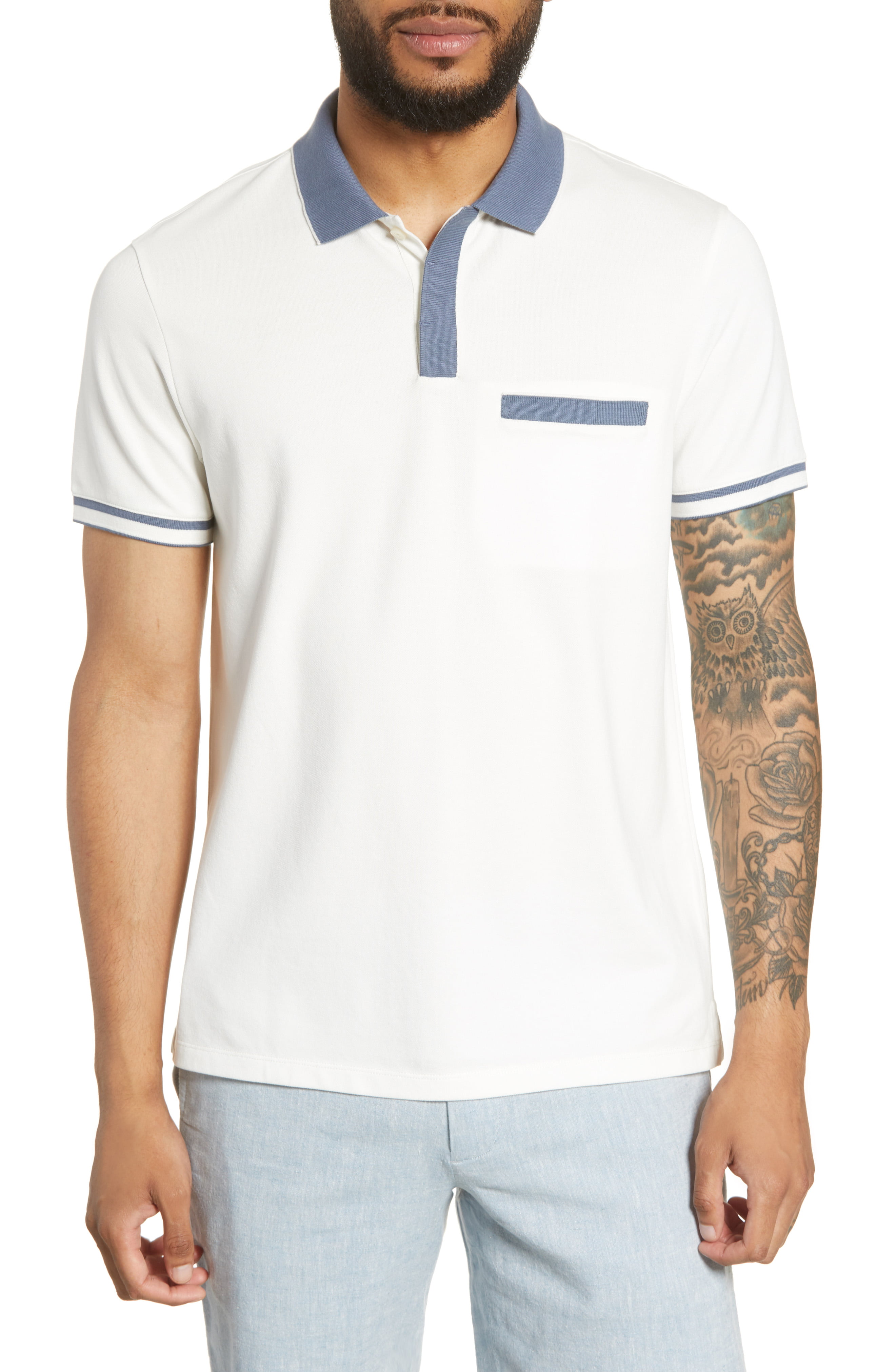 Men’s Club Monaco Jersey Pocket Polo, Size XX-Large – White | The ...