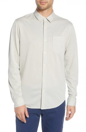 Men's Club Monaco Regular Fit Stripe Cotton Blend Knit Sport Shirt, Size X-Large - Beige Men's Club Monaco Regular Fit Stripe Cotton Knit Sport Shirt, Size X-Large - Beige