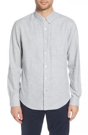 Men's Club Monaco Slim Fit Flannel Button-Down Shirt, Size Small - Grey Men's Club Monaco Slim Fit Flannel Button-Down Shirt, Size Small - Grey