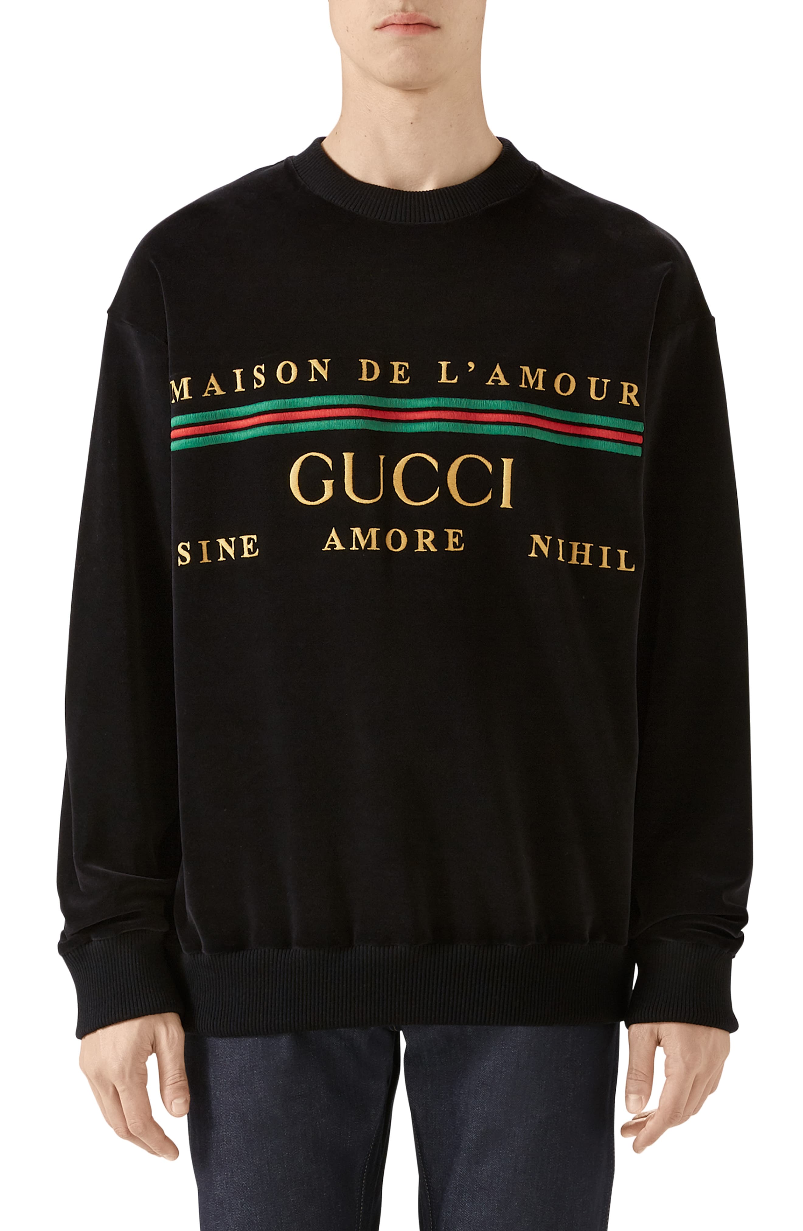 Men’s Gucci Embroidered Chenille Crewneck Sweatshirt, Size X-Small ...