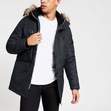 navy hooded parka