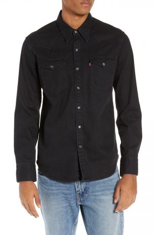 Men's Levi's Barstow Western Denim Shirt, Size Small - Black Men's Levi's Barstow Western Denim Shirt, Size Small - Black