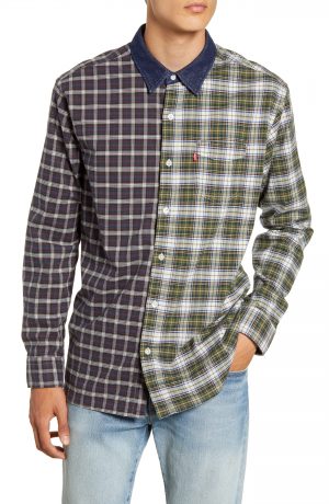 Men's Levi's Pieced Sunset Slim Fit Plaid Button-Up Sport Shirt Men's Levi's Pieced Sunset Slim Fit Plaid Button-Up Sport Shirt