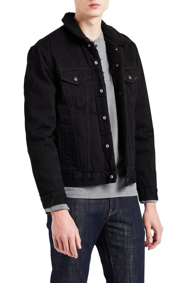 black levi jacket with fur