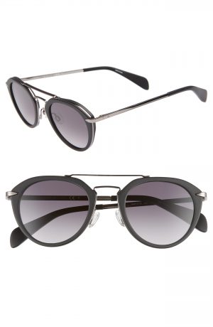 Men's Rag & Bone 49Mm Round Aviator Sunglasses - Black Men's Rag & Bone 49Mm Round Aviator Sunglasses - Black