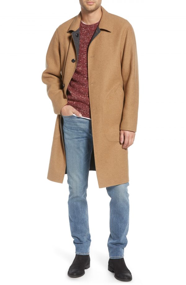 Men’s Rag & Bone Brent Reversible Wool Blend Coat, Size Small - Beige ...