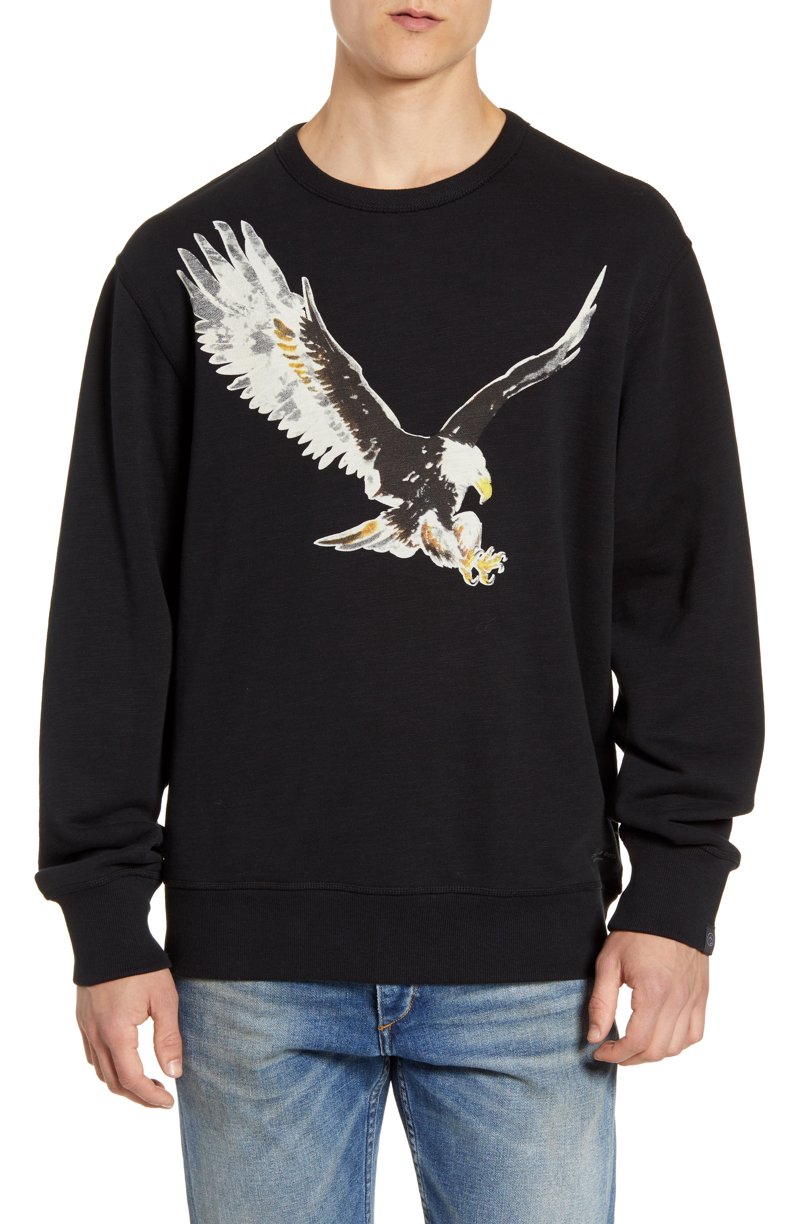 Men’s Rag & Bone Eagle Graphic Crewneck Sweatshirt, Size Small – Black ...