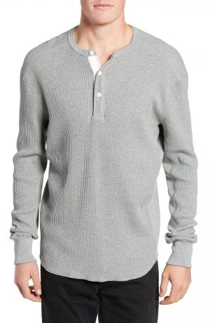 Men's Rag & Bone Waffle Knit Long Sleeve Henley, Size Small - Grey Men's Rag & Bone Waffle Knit Long Sleeve Henley, Size Small - Grey