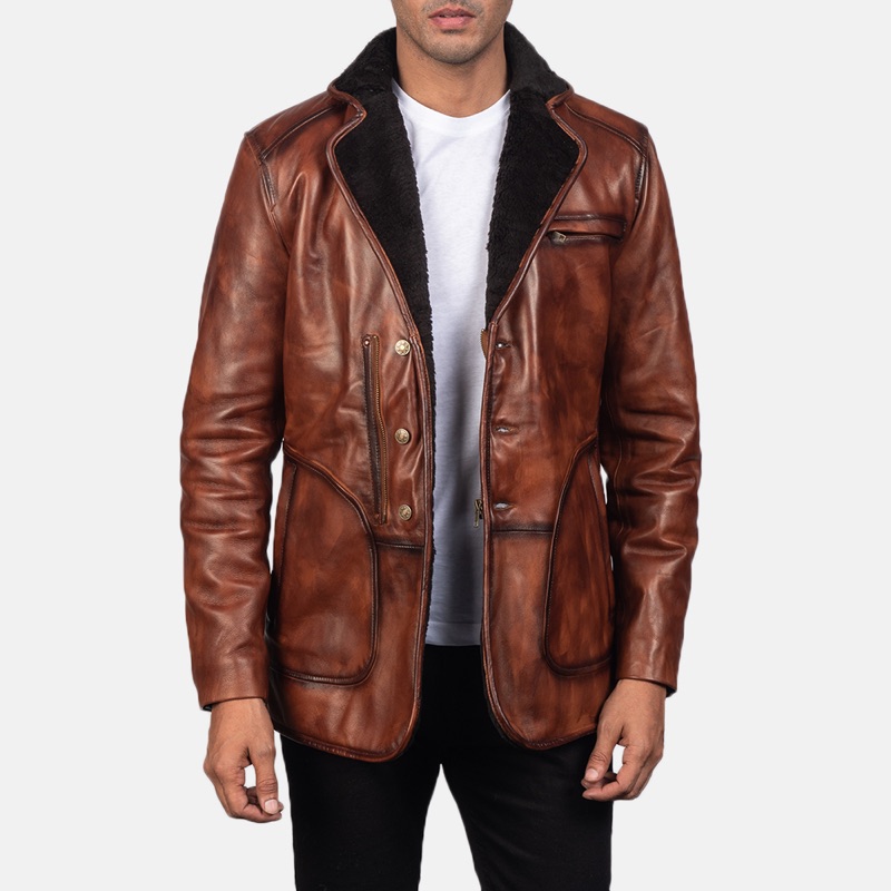 Men's Rocky Brown Fur Leather Coat