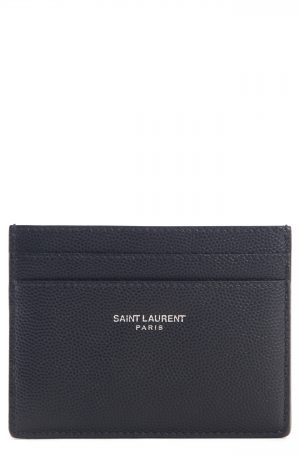 Men's Saint Laurent Pebble Grain Leather Card Case - Blue Men's Saint Laurent Pebble Grain Leather Card Case - Blue