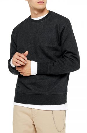 Men's Topman Crewneck Sweatshirt, Size Large - Grey Men's Topman Crewneck Sweatshirt, Size Large - Grey