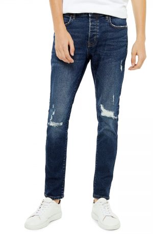 Men's Topman Ripped Slim Fit Jeans, Size 28 x 32 - Blue Men's Topman Ripped Slim Fit Jeans, Size 28 x 32 - Blue