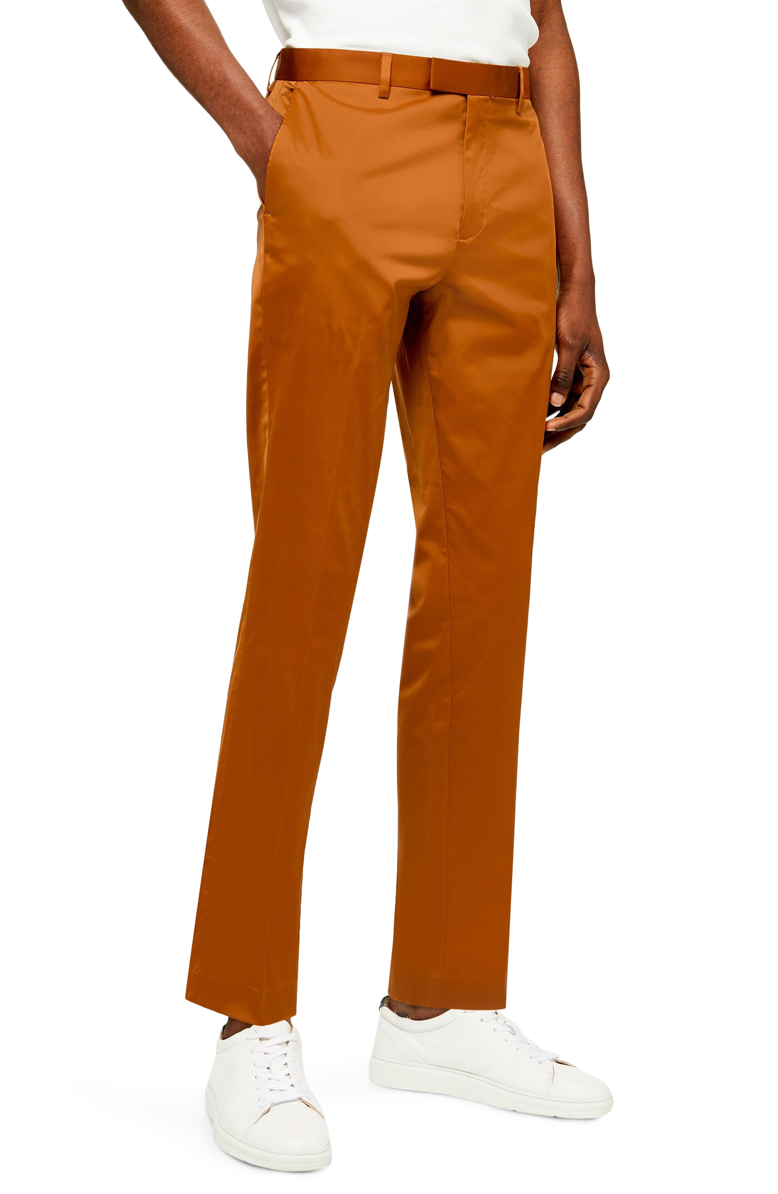 Men’s Topman Slim Fit Satin Suit Dress Pants, Size 28 x 32 – Brown ...
