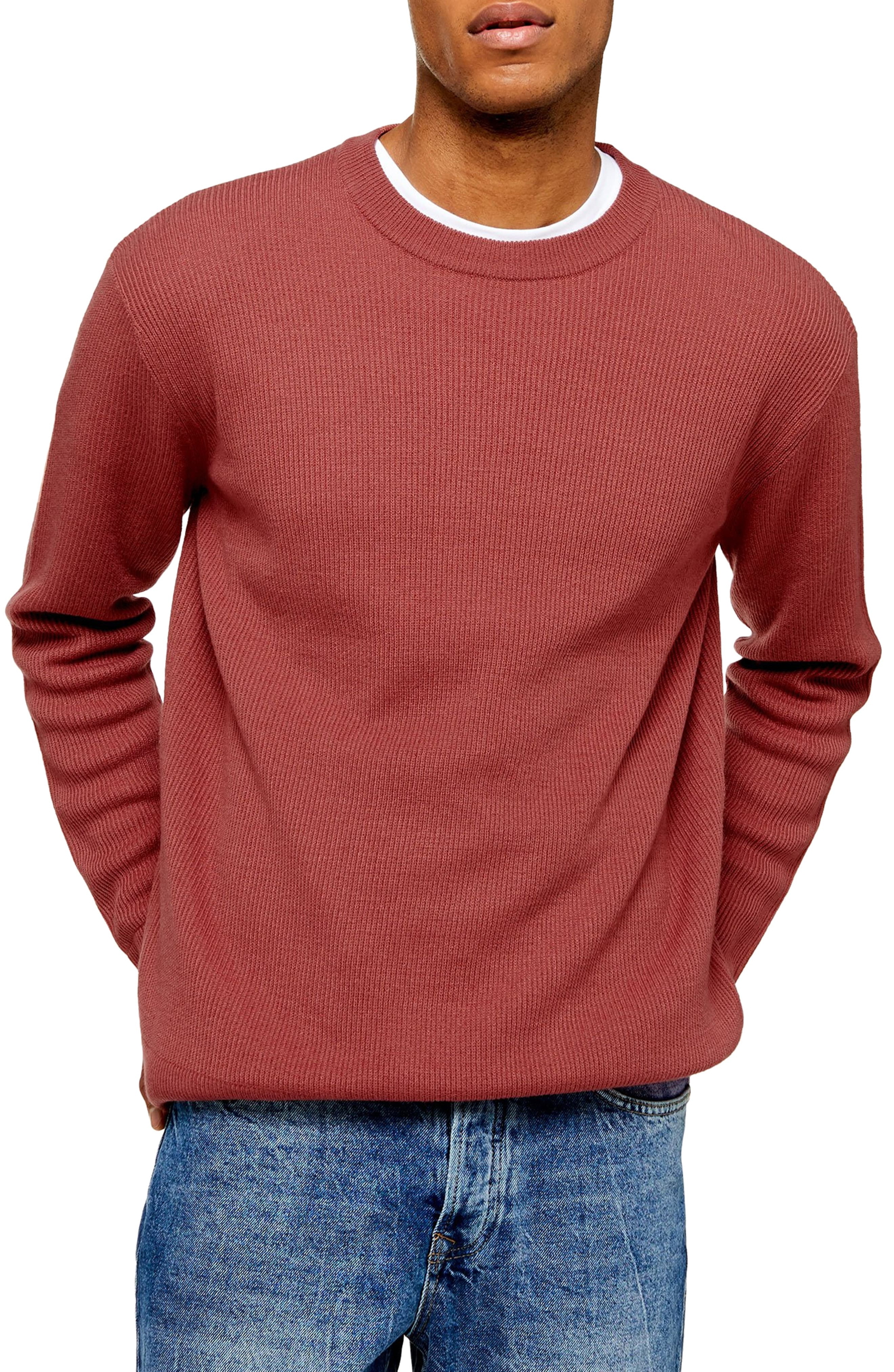 Men’s Topman Solid Crewneck Sweater, Size Large – Pink | The Fashionisto
