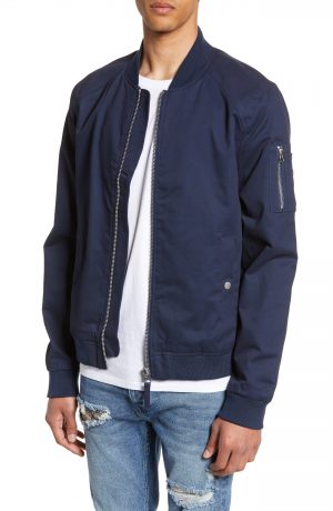 Men's Topman Woven Bomber Jacket, Size Medium - Blue Men's Topman Woven Bomber Jacket, Size Medium - Blue