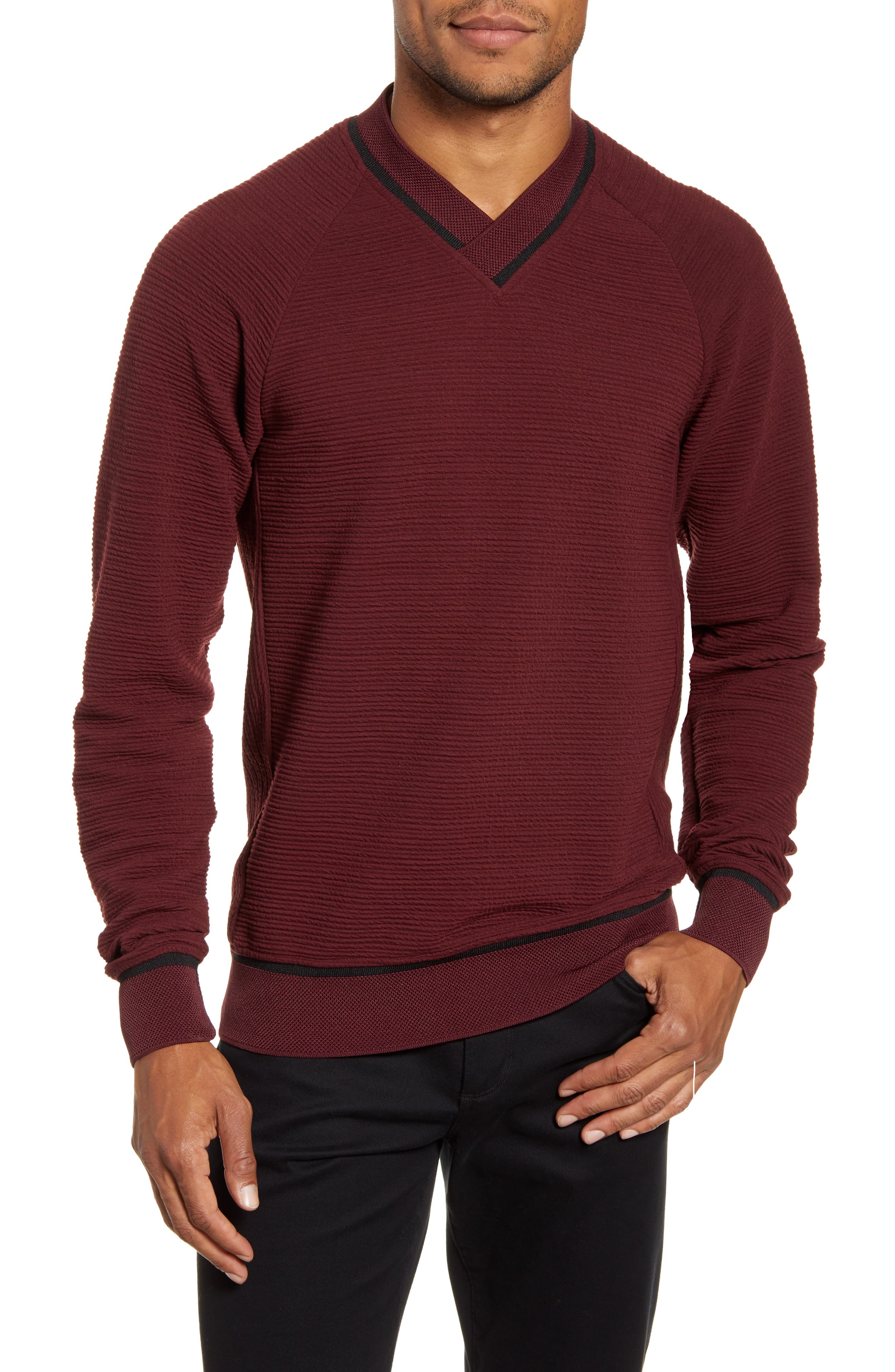 Men’s Vince Camuto Slim Fit Crossover V-Neck Sweater, Size Small - Red ...