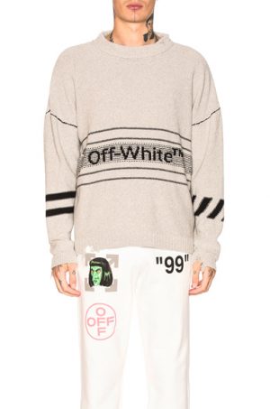 OFF-WHITE Cotton Off-White Sweater in Gray OFF-WHITE Cotton Off-White Sweater in Gray