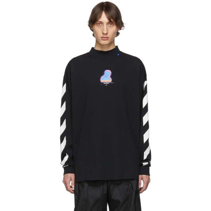 Download Off-White Black Diagonal Thermo Mock Neck Long Sleeve T-Shirt | The Fashionisto