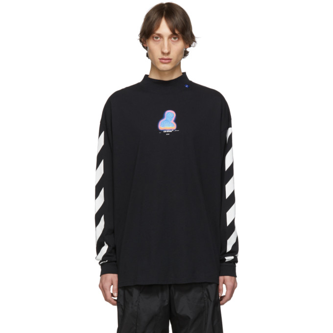 Download Off-White Black Diagonal Thermo Mock Neck Long Sleeve T ...
