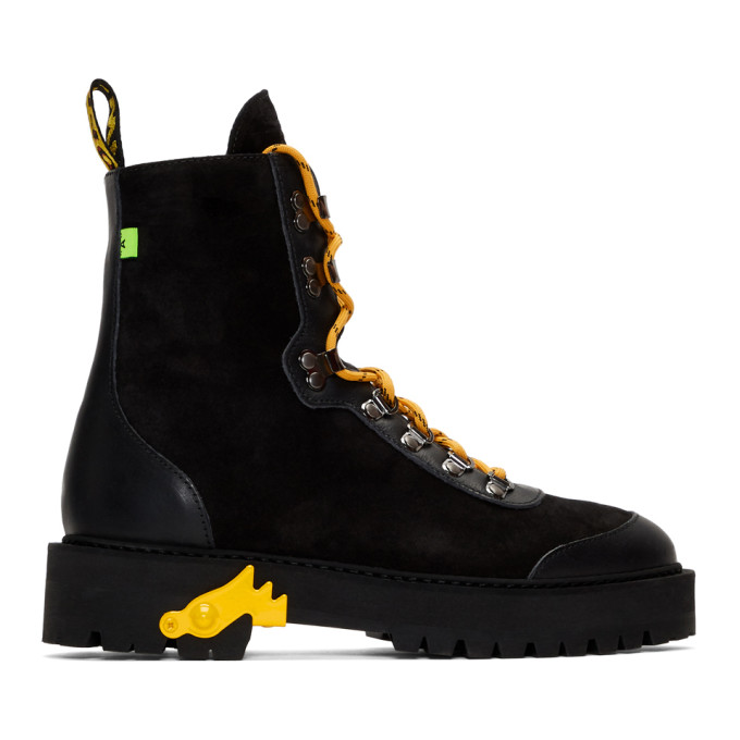 Off-White Black and Yellow Hiking Boots | The Fashionisto
