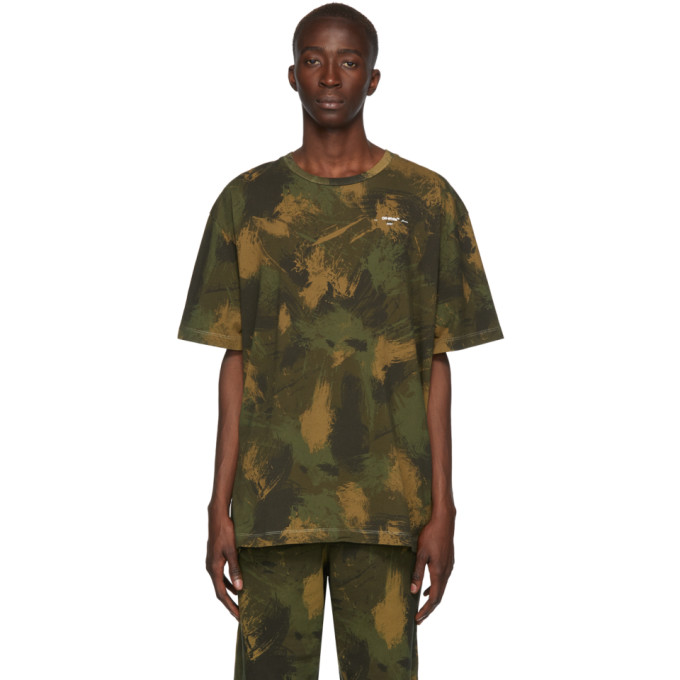 Off-White Khaki Paintbrush Camo Oversized T-Shirt | The Fashionisto