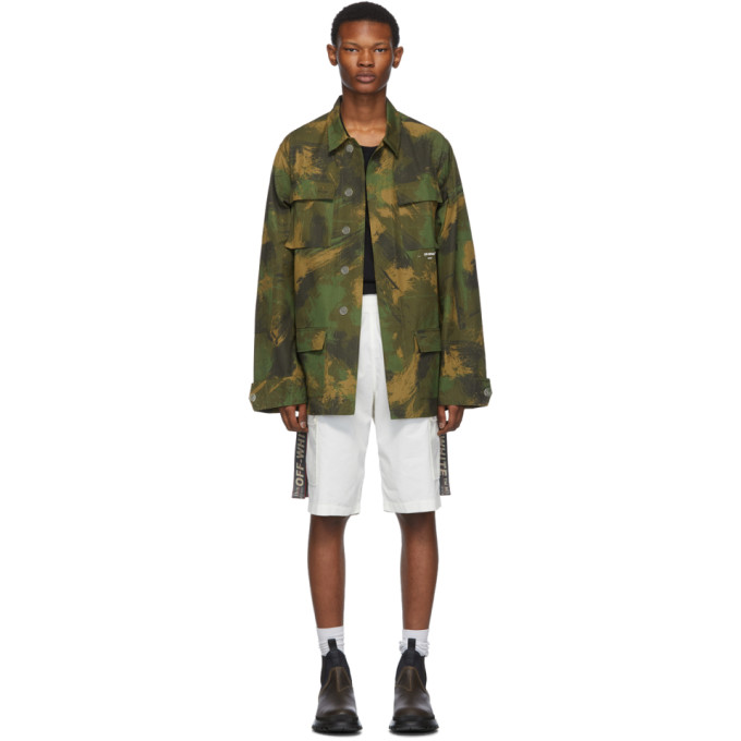 Off-White Khaki Paintbrush Camouflage Field Jacket | The Fashionisto