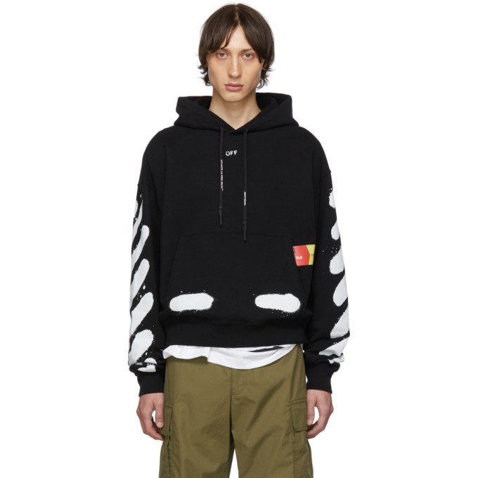 Off-White SSENSE Exclusive Black Incomplete Spray Paint Hoodie | The ...