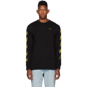 Off-White SSENSE Exclusive Black and Yellow Painted Arrows Long Sleeve T-Shirt Off-White SSENSE Exclusive Black and Yellow Painted Arrows Long Sleeve T-Shirt