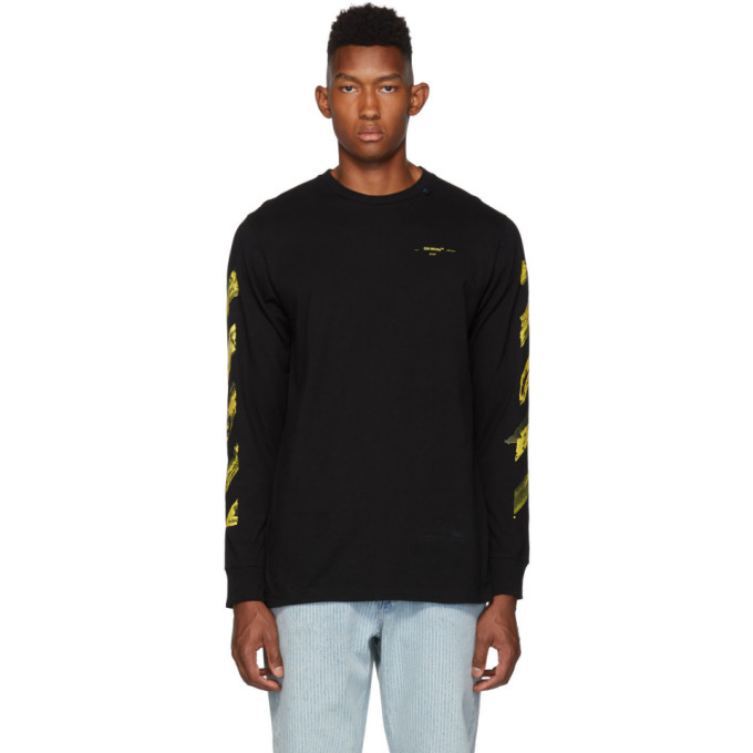 Off-White SSENSE Exclusive Black and Yellow Painted Arrows Long Sleeve ...