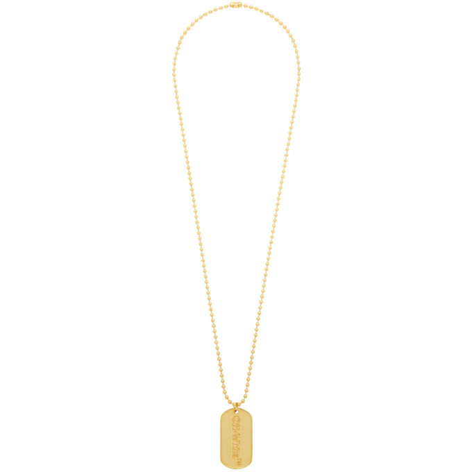 Off-White SSENSE Exclusive Gold Logo Dog Tag Necklace | The Fashionisto