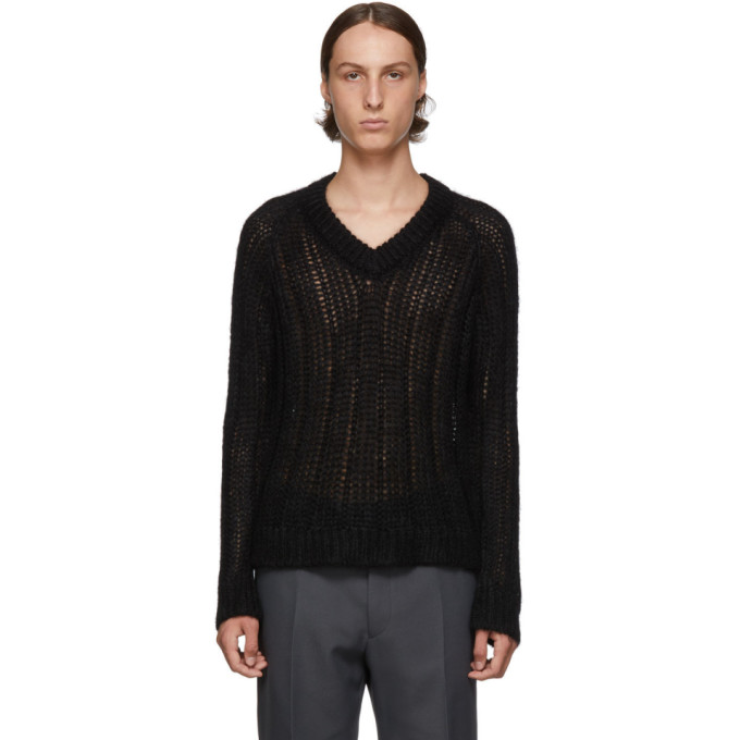 Prada Black Mohair V-Neck Sweater | The Fashionisto