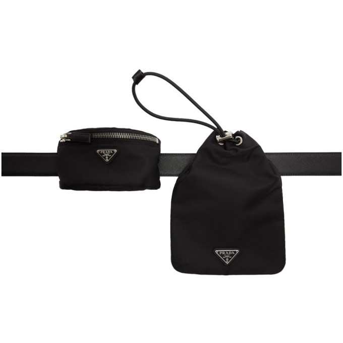 Prada Black Tessuto Pocket Drawstring Pouch Belt The Fashionisto