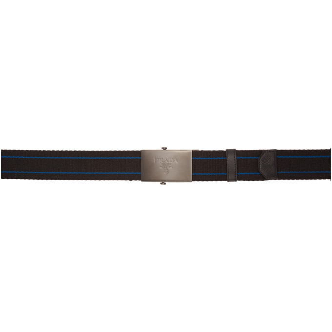 Prada Black and Blue Striped Nastro Belt | The Fashionisto