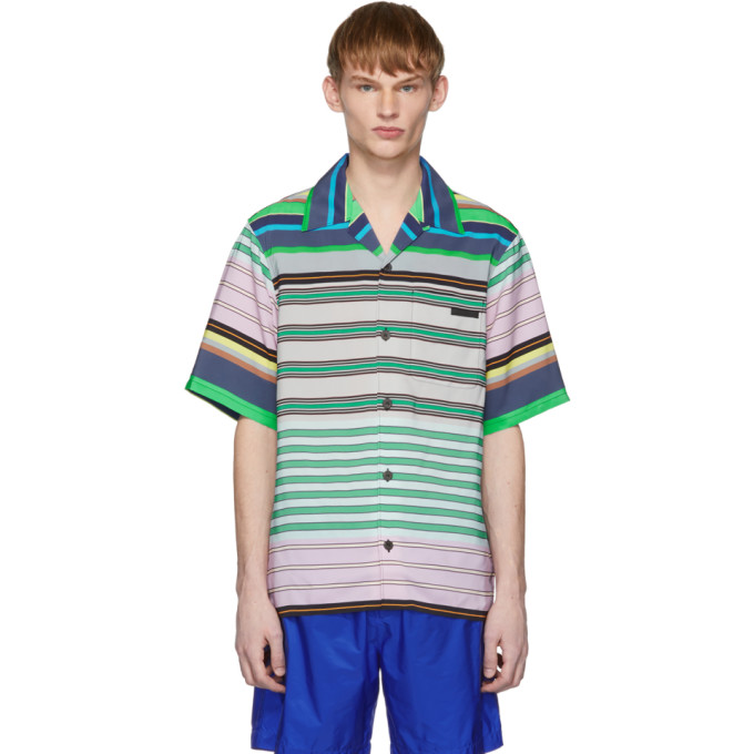 Prada Multicolor Striped Short Sleeve Shirt | The Fashionisto