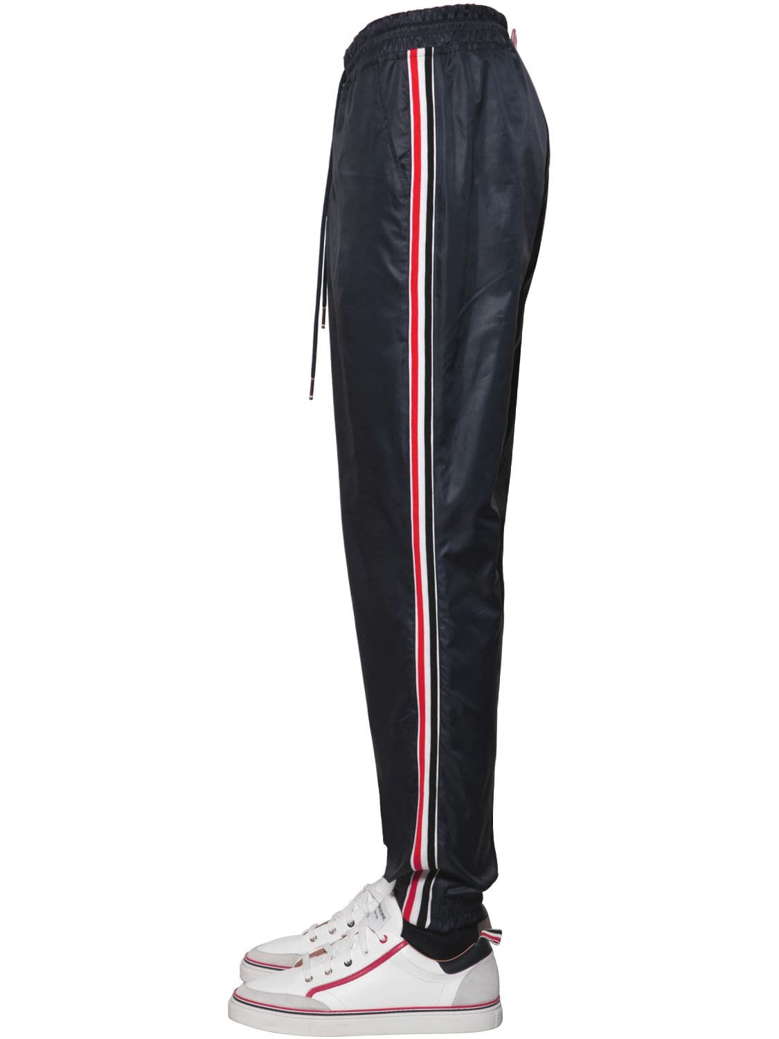 black side striped drawstring track pants