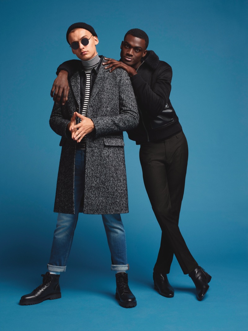 Taking to the studio, Dom Stowell and Davidson Obennebo star in River Island's fall-winter 2019 campaign.