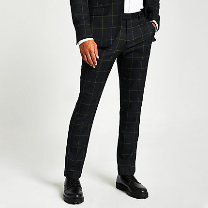 mens green check trousers
